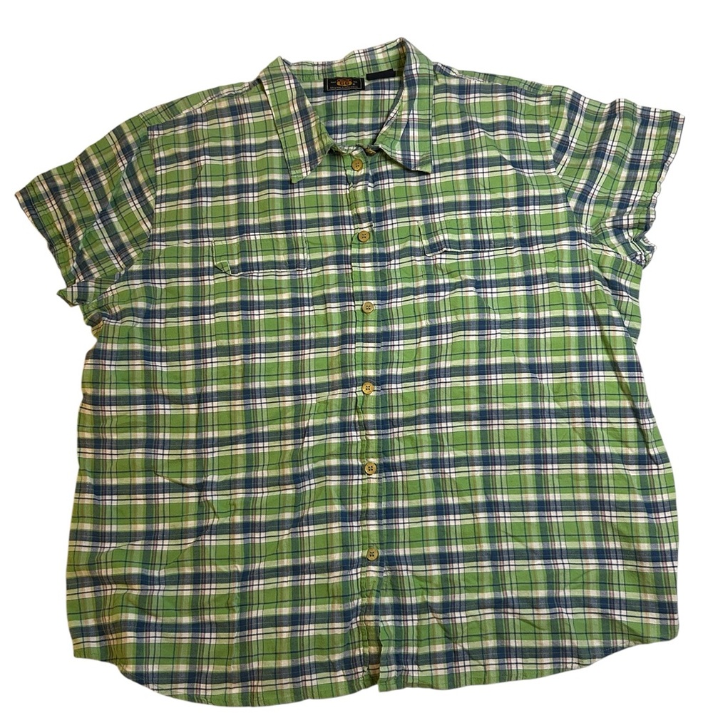 Route 66 Green and White Casual Button Down Shirt